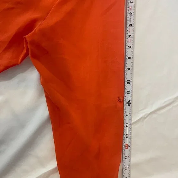 Gold Drama. Women's orange transparent blouse with three-quarter sleeves.Size1X. - Picture 3 of 8